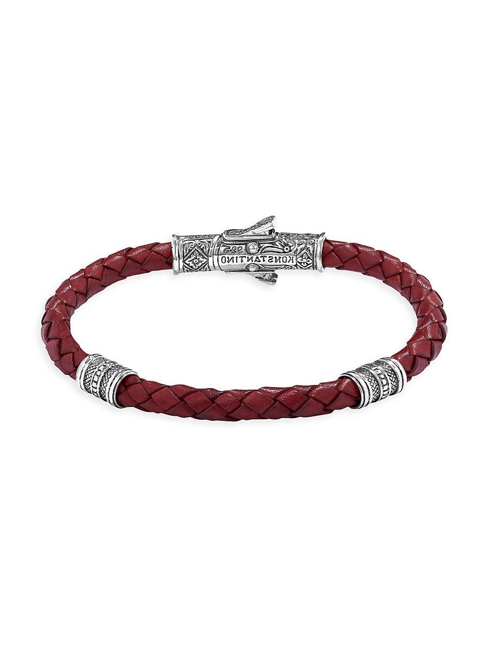 Womens Perseus Sterling Silver & Braided Leather Bracelet Product Image