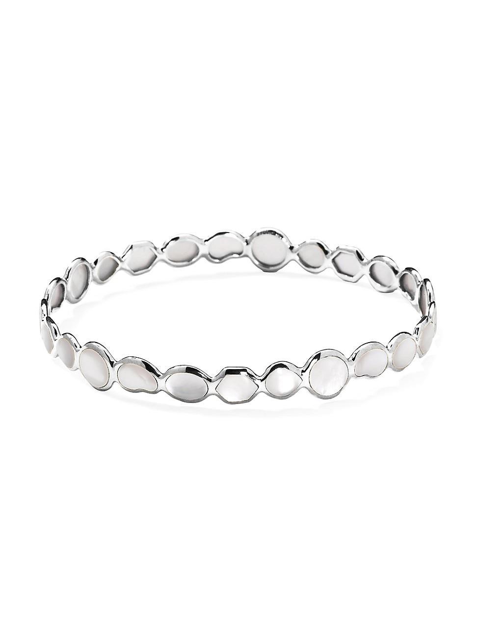 Womens Polished Rock Candy Sterling Silver & Mother-Of-Pearl Bangle Product Image