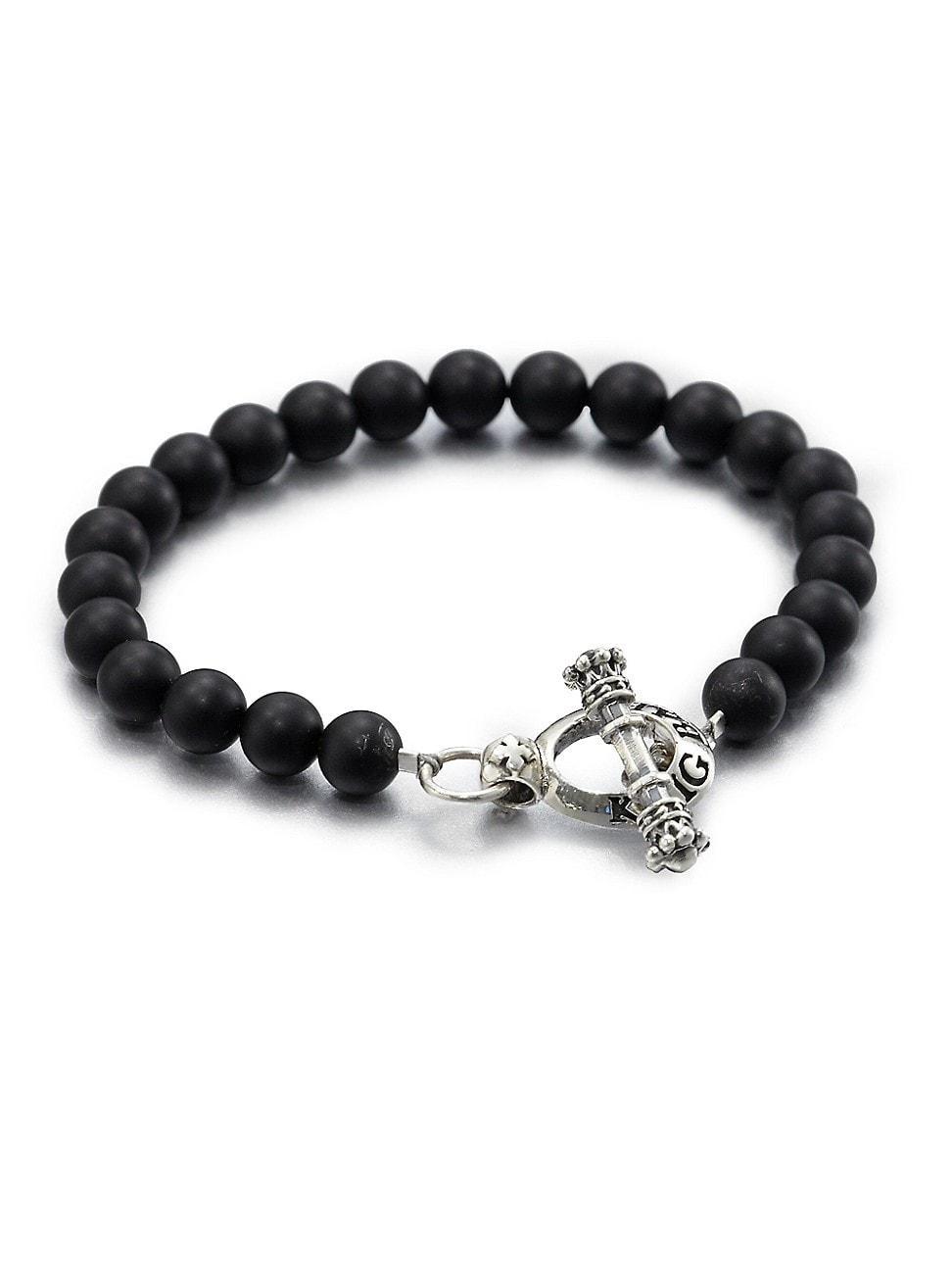 Mens Black Onyx Beaded Bracelet Product Image