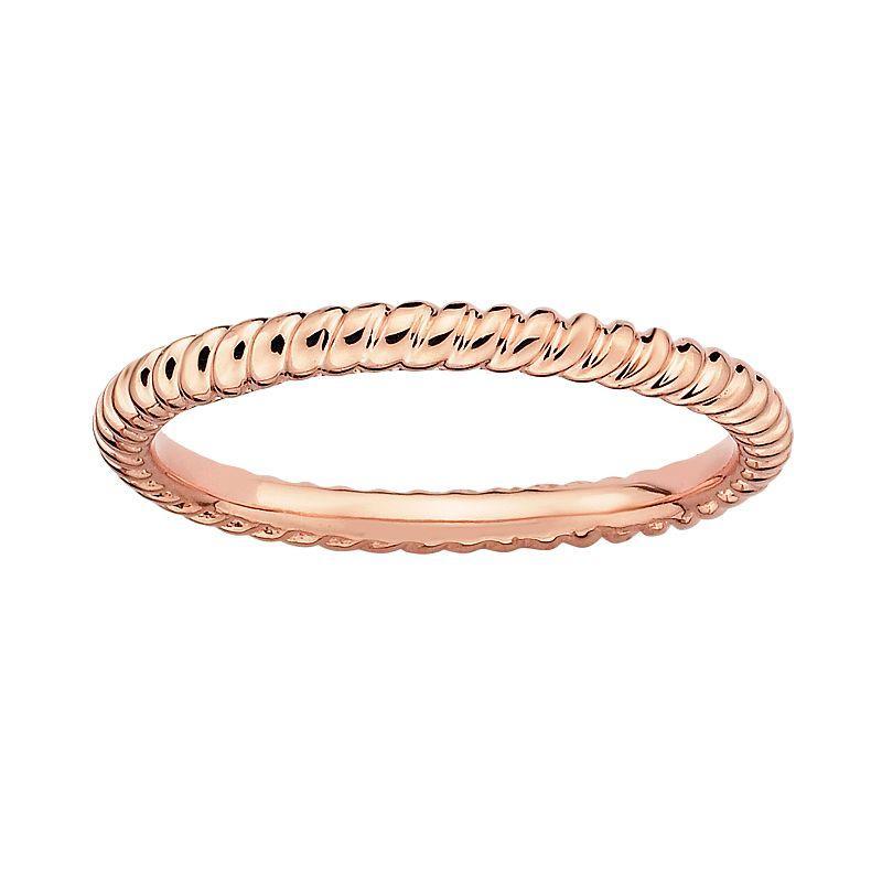 Stacks & Stones 18k Rose Gold Over Silver Twist Stack Ring, Womens Pink Product Image