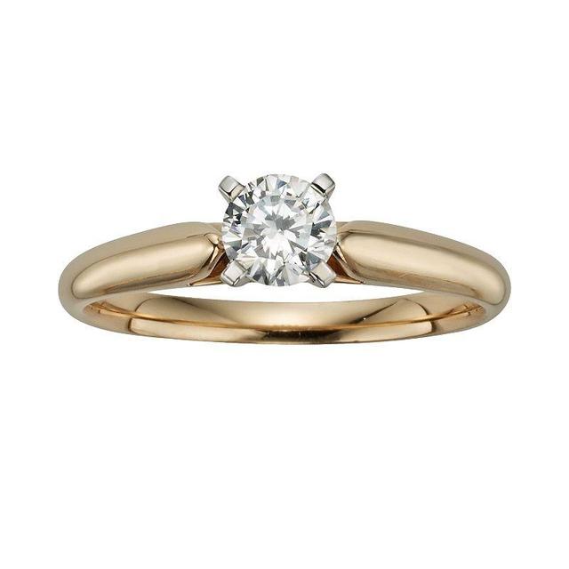 The Regal Collection Round-Cut IGL Certified Diamond Solitaire Engagement Ring in 14k Gold (1/2 ct. T.W.), Womens White Product Image