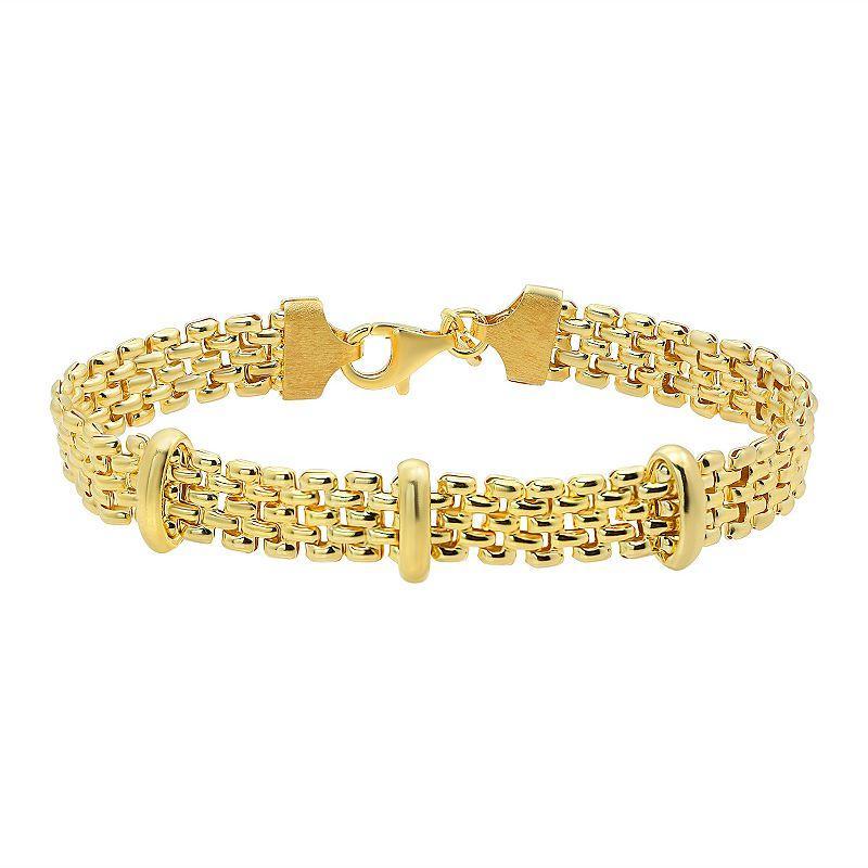 14k Gold Over Sterling Silver Station Panther Link Clasp Bracelet, Womens White Product Image