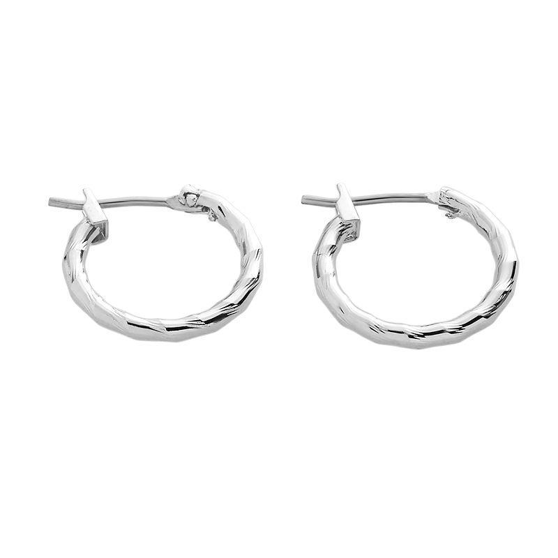 Napier Silver-Tone Twist Hoop Earrings, Womens, Grey Product Image