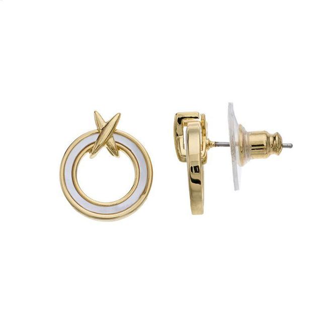 City Luxe Mother of Pearl & Gold Open Circle Drop Post Earrings, Womens, Gold Tone Product Image