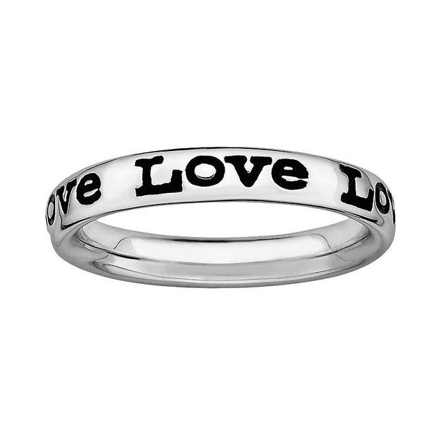 Stacks & Stones Sterling Silver Black Enamel Love Stack Ring, Womens Product Image