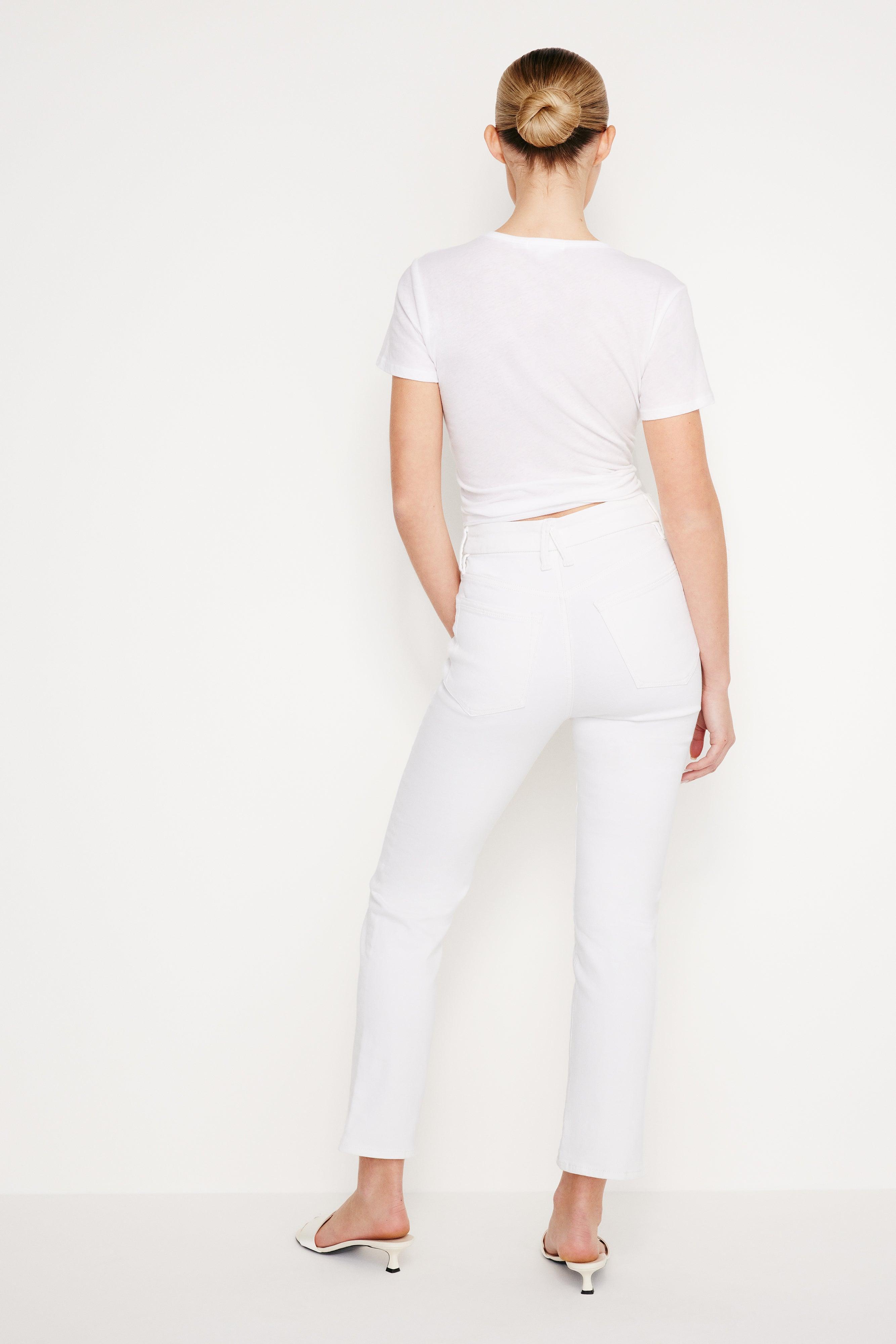 POWER STRETCH PULL-ON STRAIGHT JEANS | WHITE001 Product Image