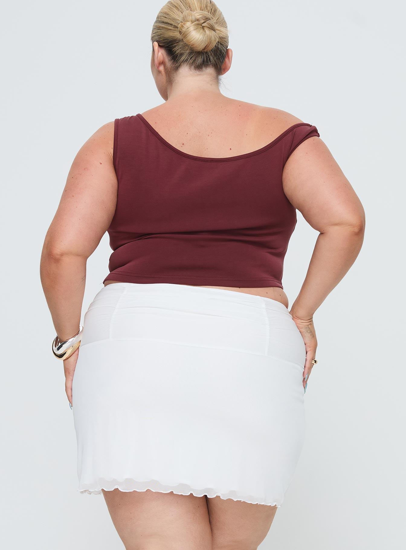 Meredith Ruched Mini Skirt White Curve Product Image