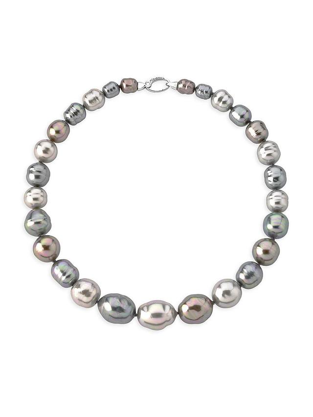 Womens Titania Rhodium-Plated & Lab-Grown Pearl Necklace Product Image