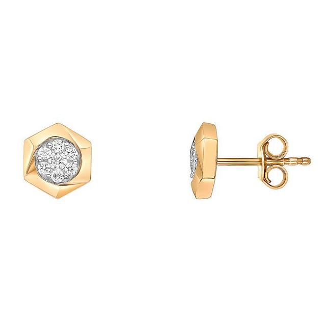 Gemminded 10k Gold 1/4 Carat T.W. Diamond Hexagon Stud Earrings, Womens Product Image