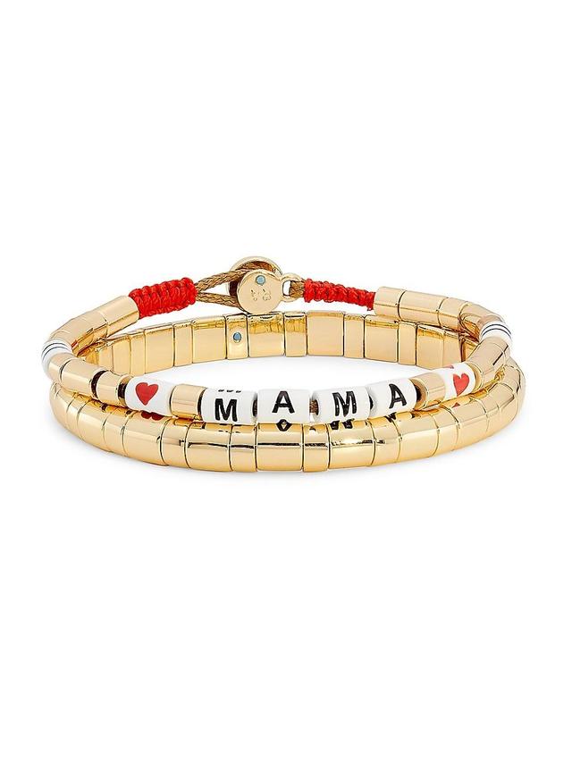 Womens Mama Gold 2-Piece Enamel & Cubic Zirconia Bracelet Set Product Image