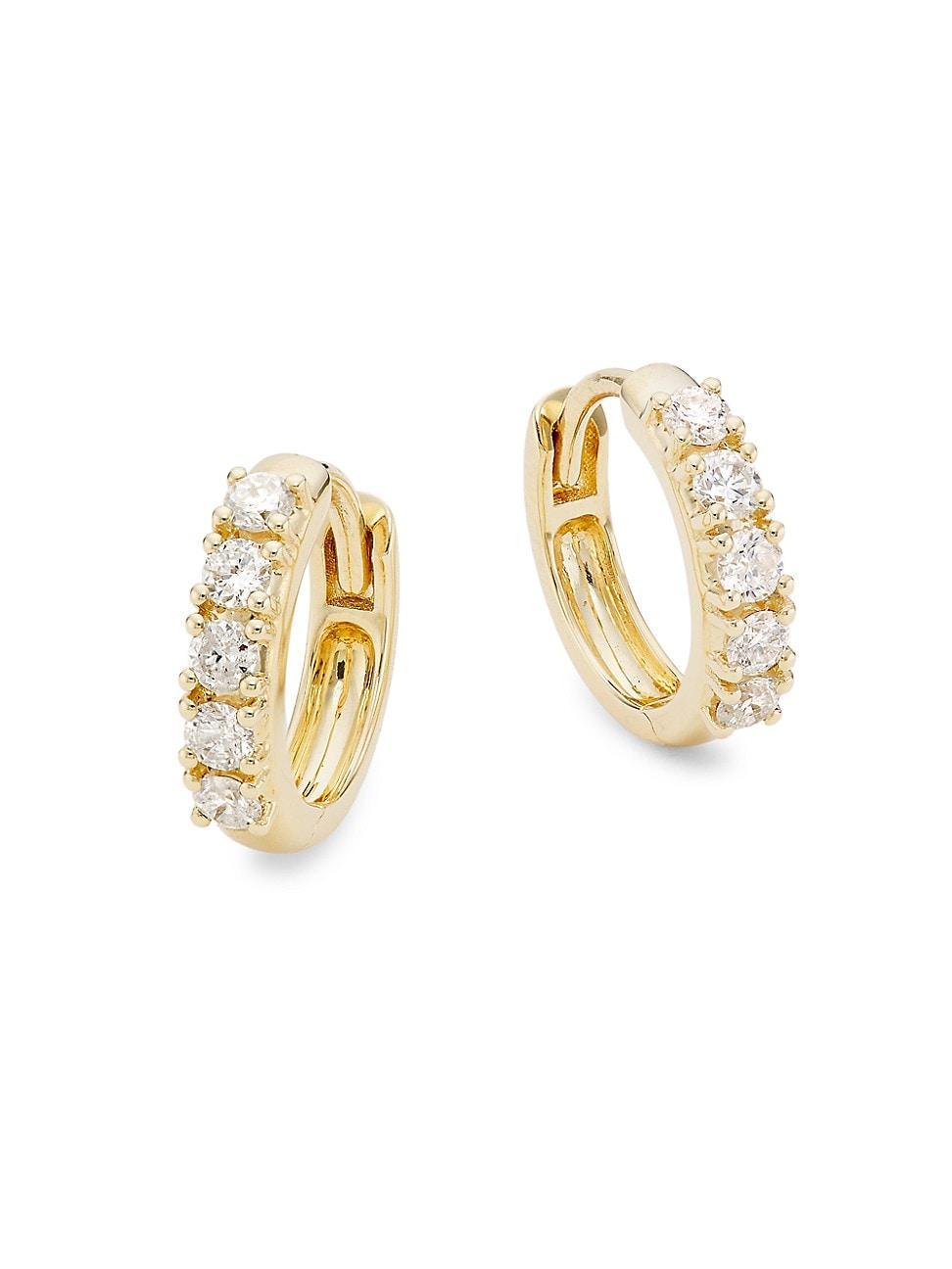 Womens Kat 14K Yellow Gold & 0.47 TCW Diamond Huggie Hoop Earrings Product Image