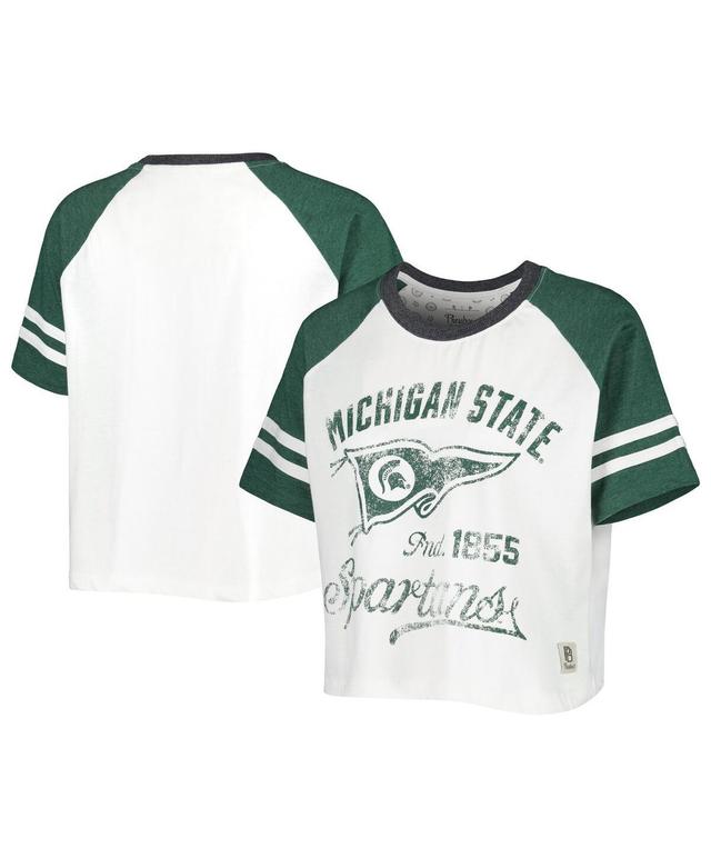 Womens Pressbox Michigan State Spartans Melange Beaumont Cropped Raglan T-Shirt Product Image