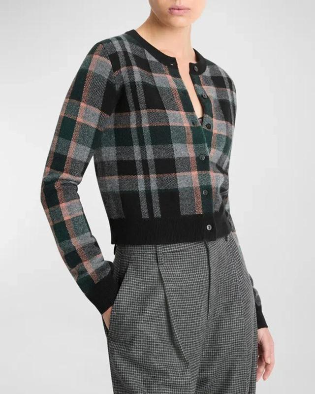 Cashmere Plaid Cardigan In Black Combo Product Image