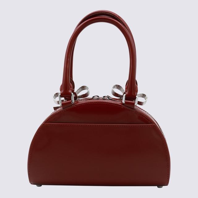 Dark Red Leather Top Handle Bag In Purple Product Image