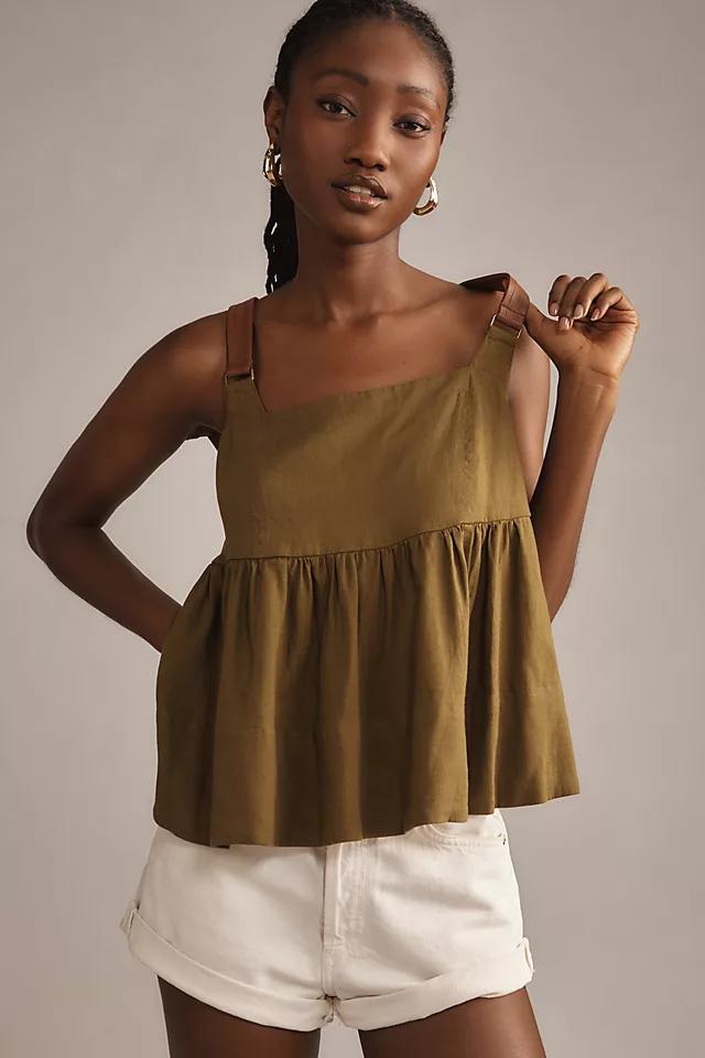 By Anthropologie Faux Leather-Strap Linen Tank Product Image