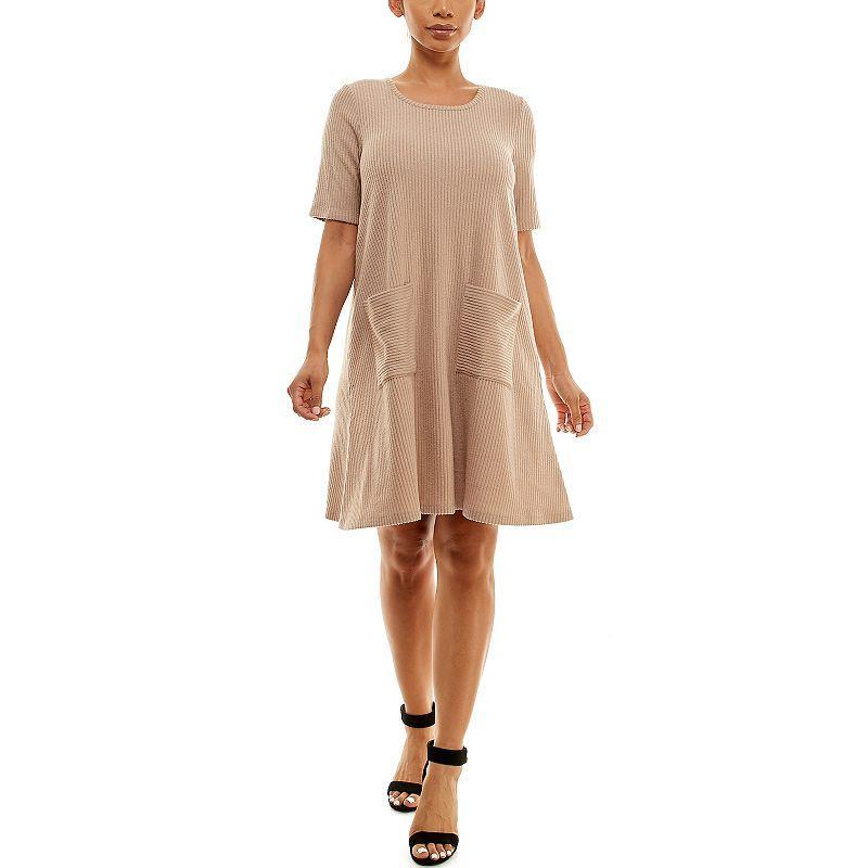 Womens Nina Leonard Brushed Ribbed Trapeze Dress Product Image