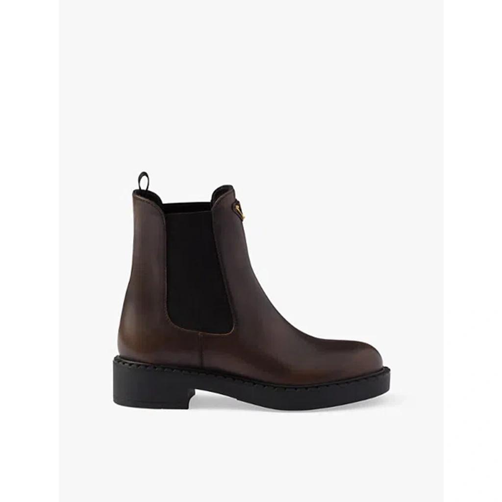 50mm Leather Chelsea Boots In Brown Product Image