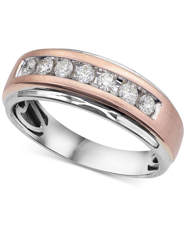 Mens Diamond 7-Stone Wedding Band (1/2 ct. t.w.) in 10k Gold & White Gold Product Image