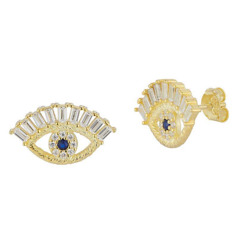 Sunkissed Sterling Cubic Zirconia Evil Eye Stud Earrings, Womens, Gold Tone Product Image