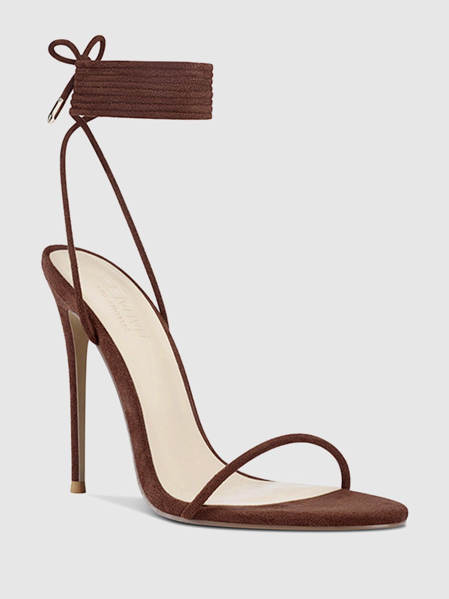 Barely There Lace Up Heel - Choco Product Image