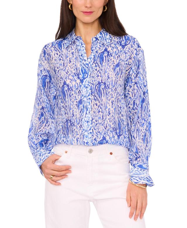 Vince Camuto Womens Printed Button-Front Top Product Image