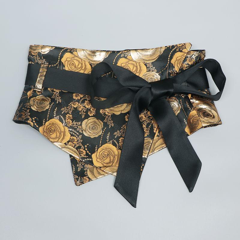 Ribbon Accent Floral Print Belt Product Image