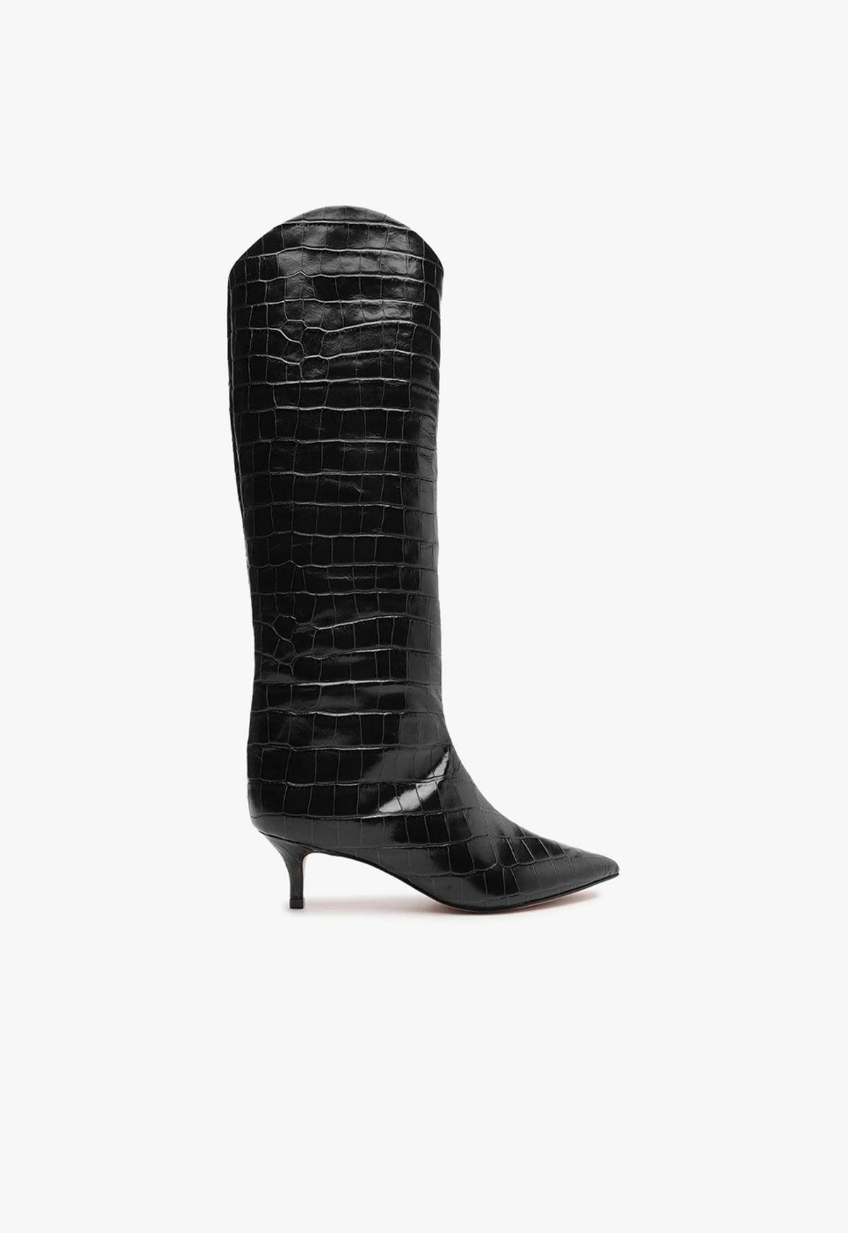 Womens Maryana Crocodile-Embossed Leather Knee-High Boots Product Image