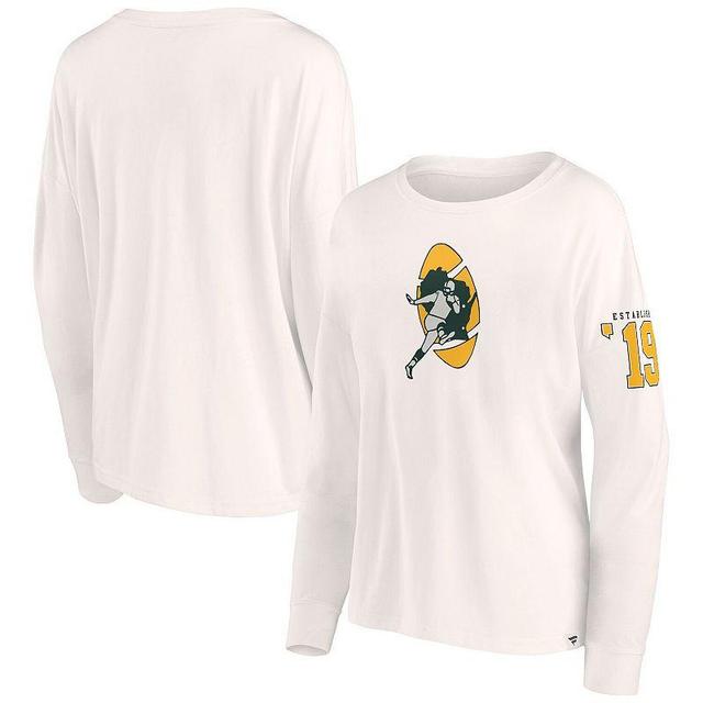 Womens Fanatics Branded Cream Green Bay Packers Game Date Long Sleeve T-Shirt Product Image