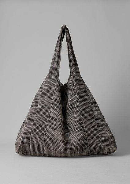 Etched Check Linen Bag | Slate Product Image