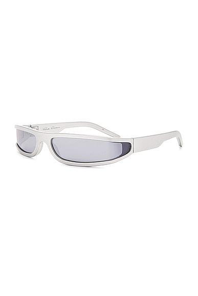 Rick Owens Fog Sunglasses in Metallic Silver Product Image