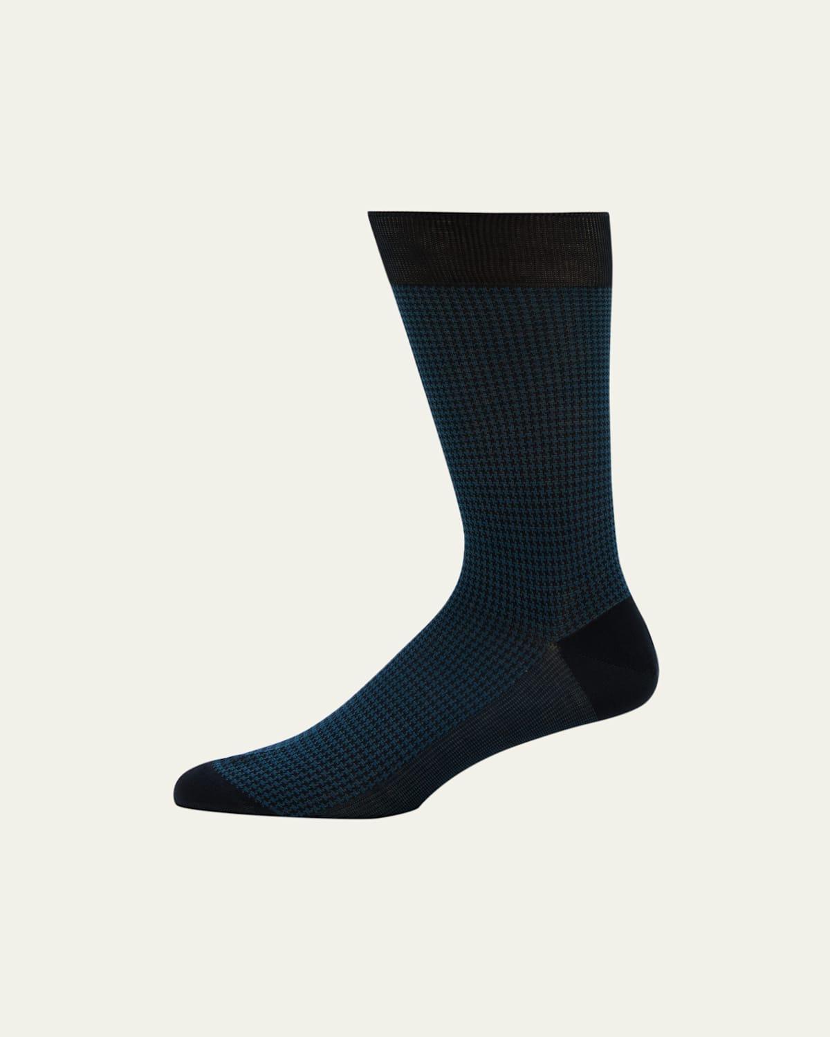 Mens Egyptian Cotton Hondstooth Crew Socks Product Image