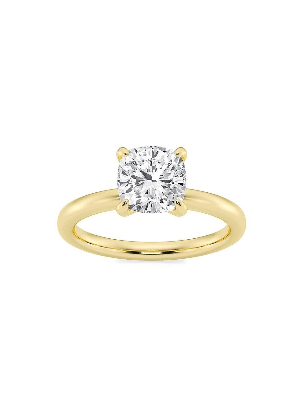 Womens 14K Yellow Gold & Cushion-Cut Lab-Grown Diamond Solitaire Ring/0.50-5.00 TCW Product Image