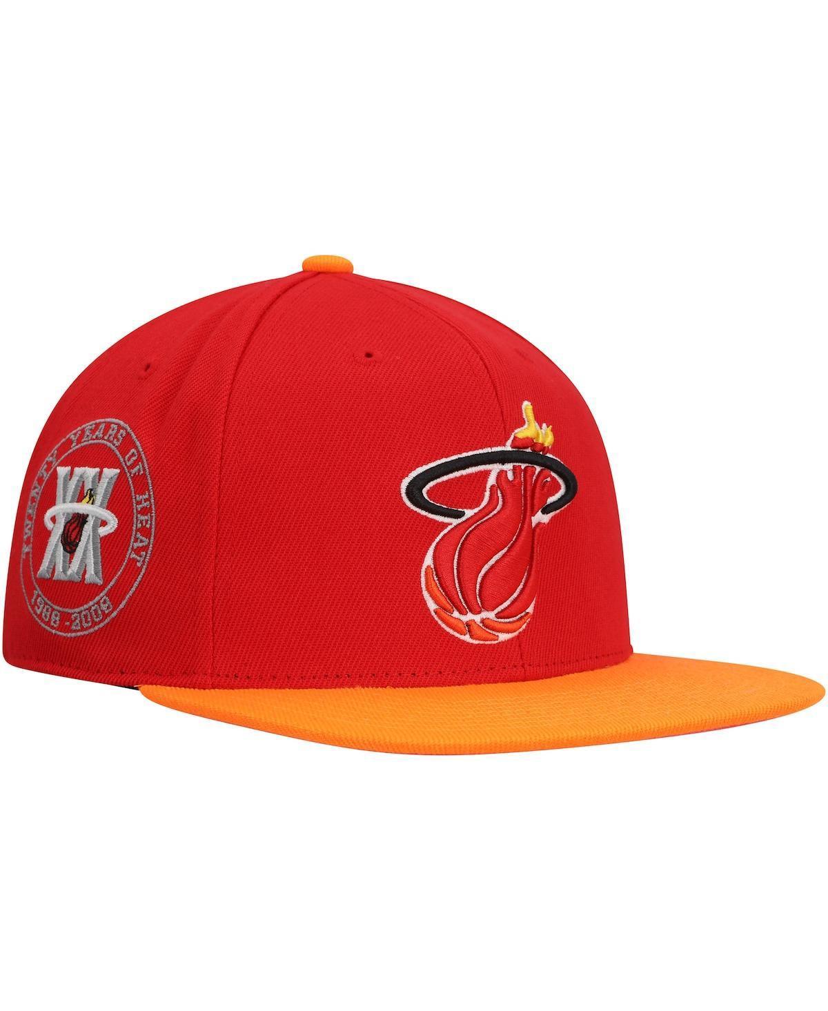 Mens Mitchell & Ness Red Miami Heat Hardwood Classics Team Side Fitted Hat - Red Product Image