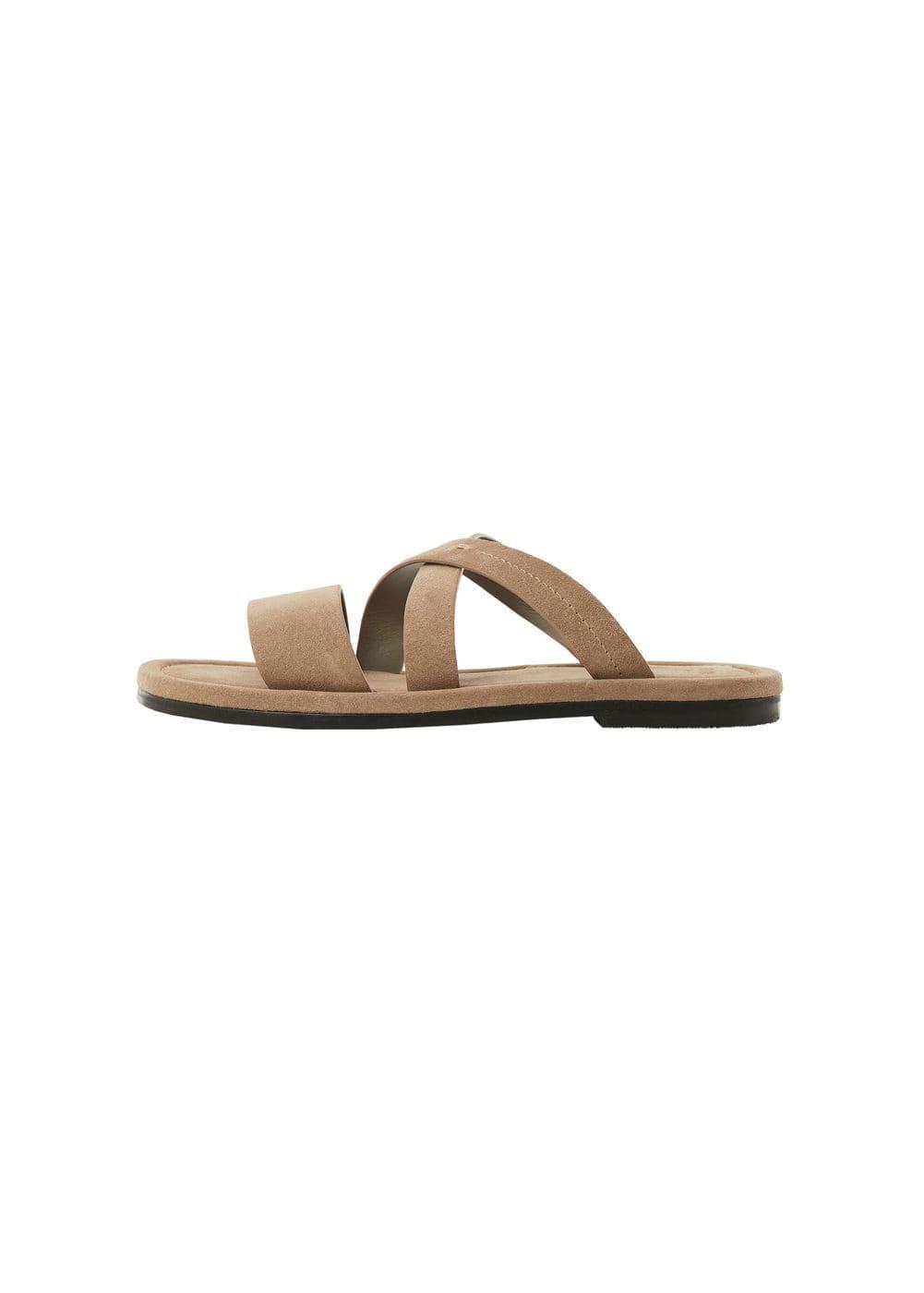 MANGO MAN - Split leather sandal with crossed straps sandMen Product Image