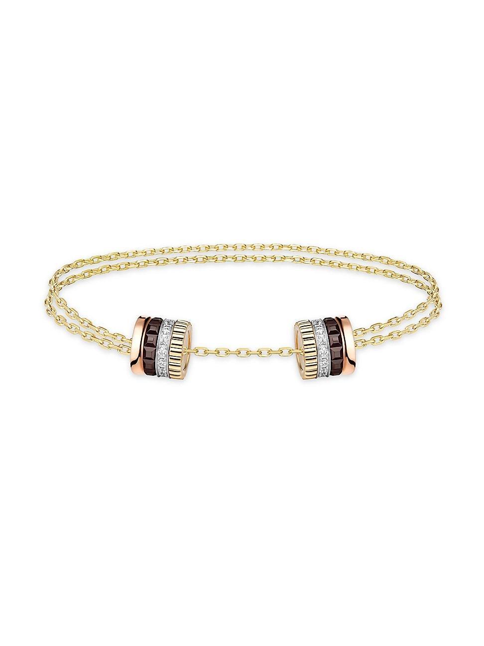 Womens Quatre Classique Tri-Tone 18K Gold & 0.24 TCW Diamond Chain Bracelet Product Image