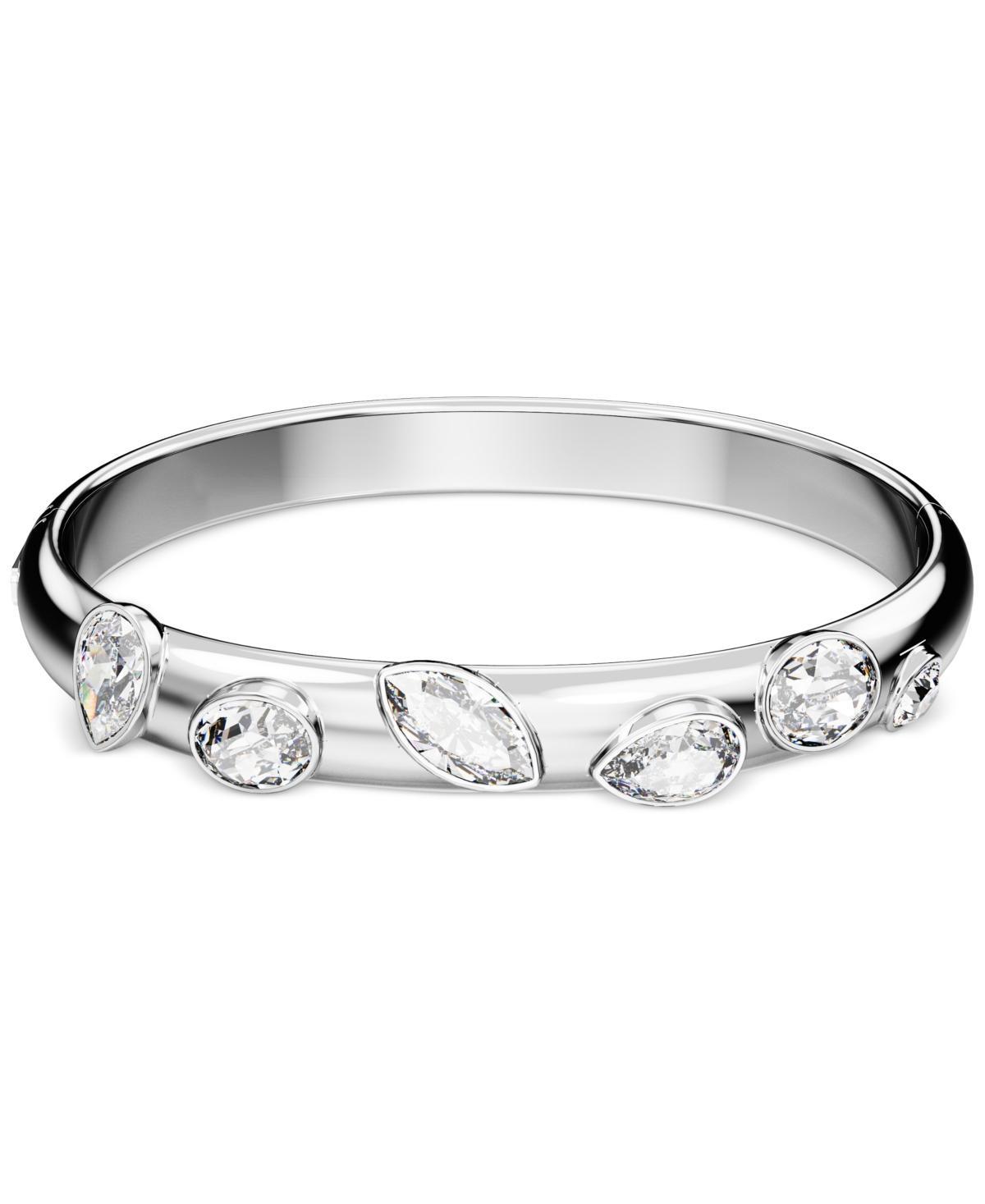 Womens Dextera Rhodium-Plated & Crystal Mixed Cuts Bangle Product Image