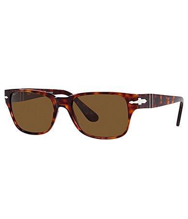 Persol Mens PO3288S Havana 55mm Rectangle Polarized Sunglasses Product Image