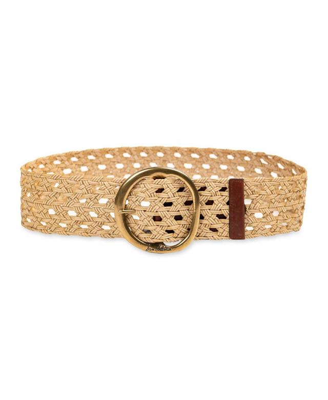 Sam Edelman Womens Woven Leather Belt with Circular Center Bar Buckle Product Image