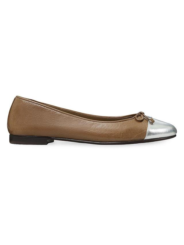 Womens Cap-Toe Leather Ballet Flats Product Image