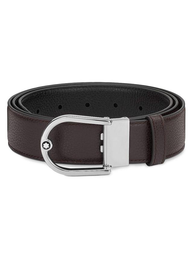 Men's Horseshoe Buckle Reversible Leather Belt Product Image