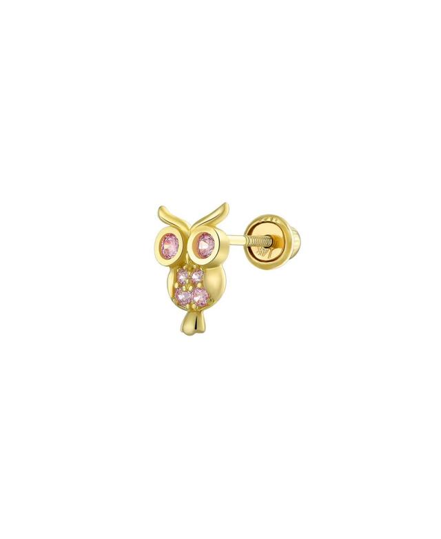 Bling Jewelry Tiny Cz Lucky Wise Owl Bird Helix Cartilage Ear Lobe Piercing Daith 1 Piece Stud Earring For Women Cubic Zirconia14K Yellow Gold Sc Product Image