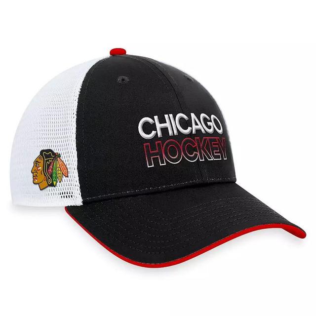 Mens Fanatics Branded  Black Chicago Blackhawks Authentic Pro Rink Trucker Adjustable Hat Product Image