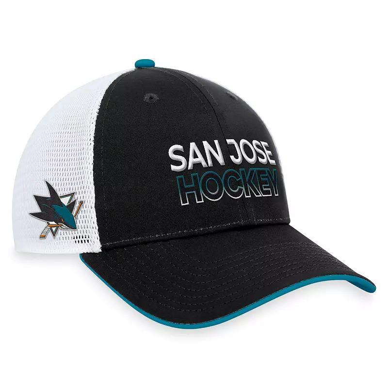 Mens Fanatics Black San Jose Sharks Authentic Pro Rink Trucker Adjustable Hat Product Image