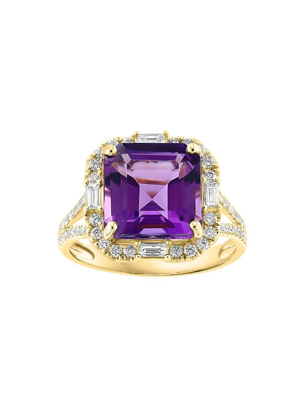 Womens 14K Yellow Gold, Amethyst & 0.5 TCW Diamond Halo Ring Product Image