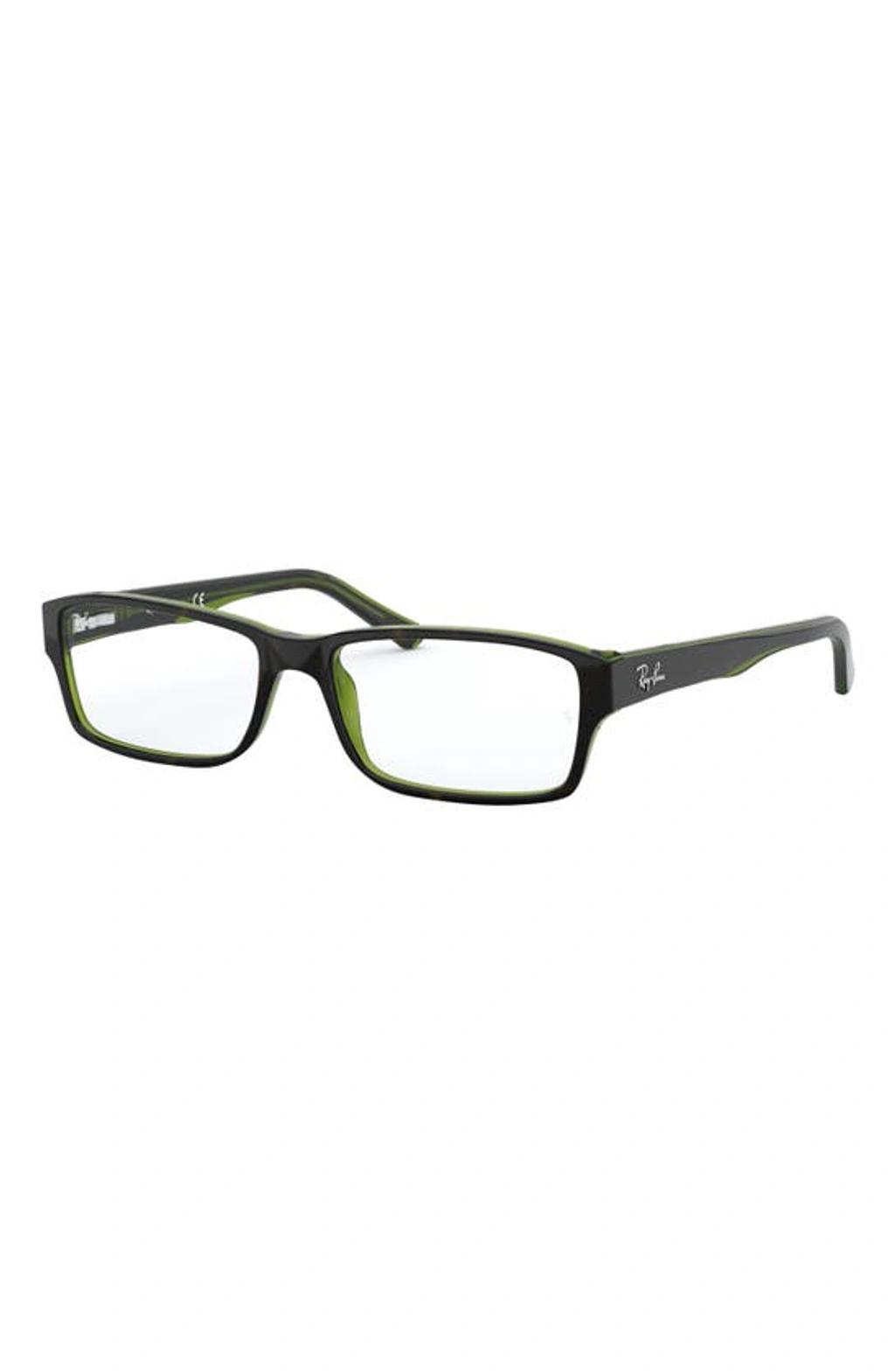 RAY BAN 54mm Rectangular Blue Light Blocking Glasses In Green Product Image