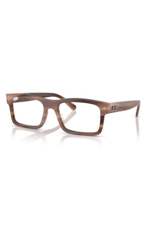 RAY BAN Ray-ban 54mm Rectangular Optical Glasses In Brown Havana Product Image