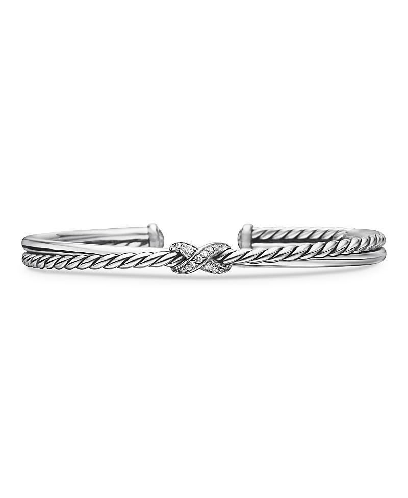 Womens Petite X Center Station Bracelet In Sterling Silver With Pav Diamonds Product Image