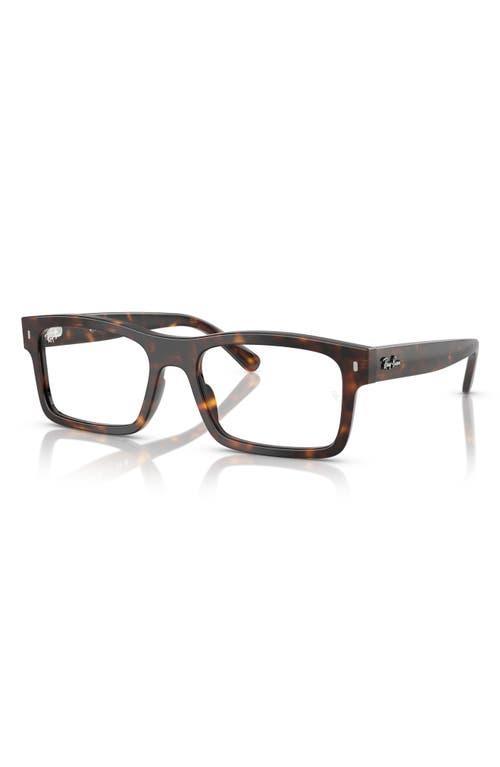 RAY BAN Ray-ban 54mm Rectangular Optical Glasses In Havana Product Image