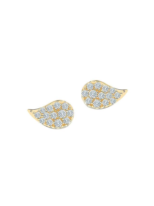 Womens Ptale 18K Yellow Gold & DIamond Stud Earrings Product Image