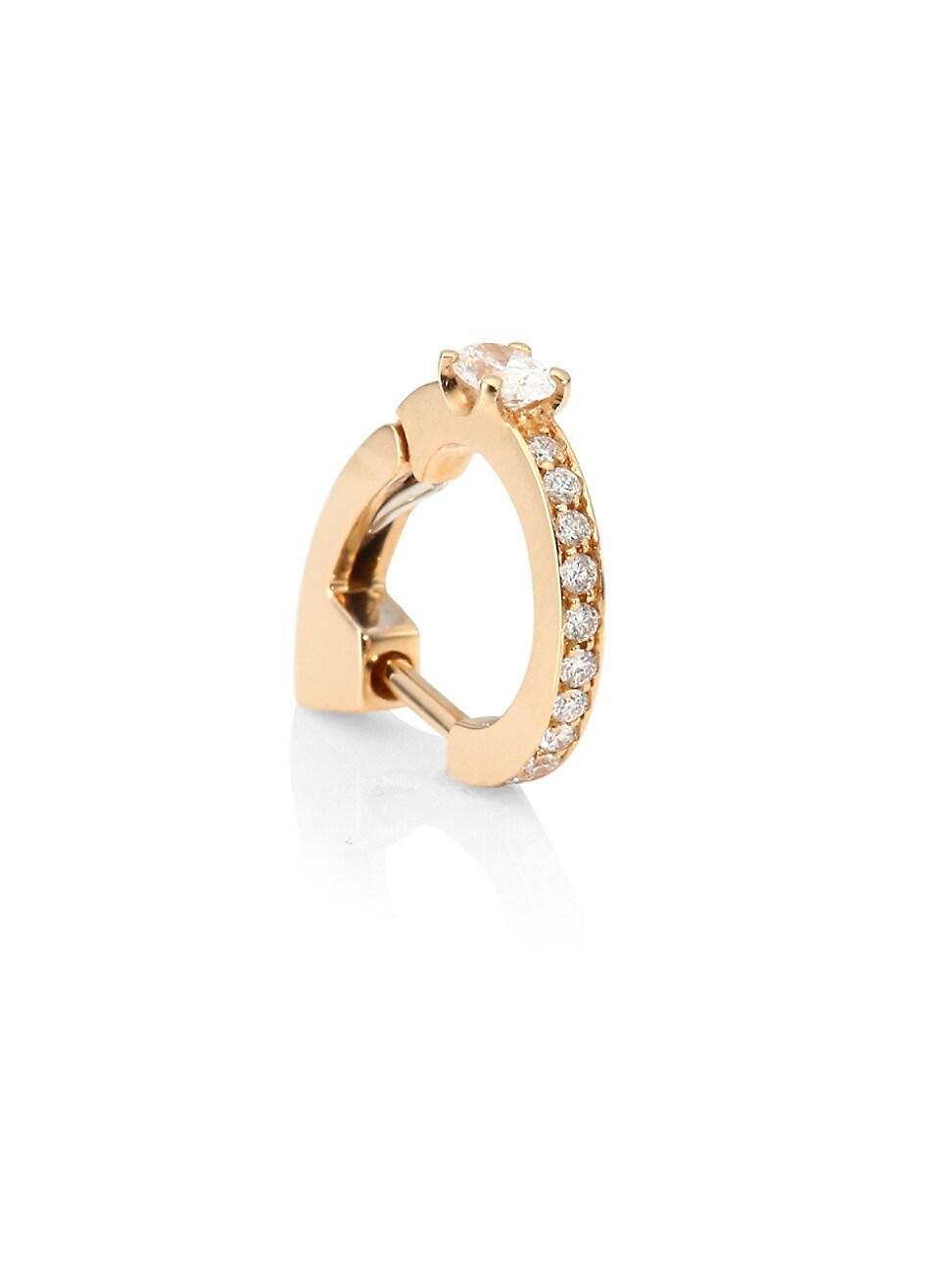 Pav Diamond & 18K Rose Gold Hoop Single Earring Product Image